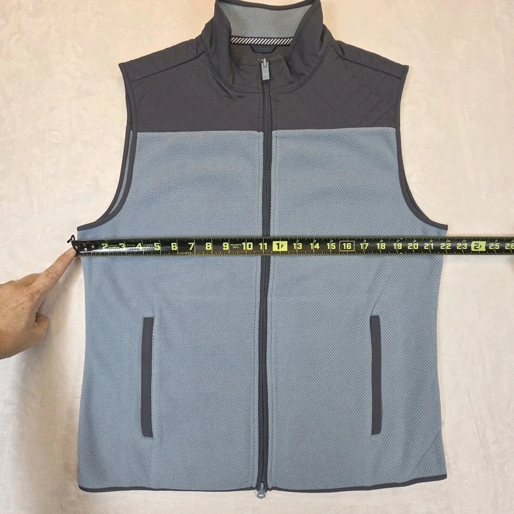Southern Tide Mens Medium Hucksley Vest Blue Quilted Fleece Full Zip Golf Hiking